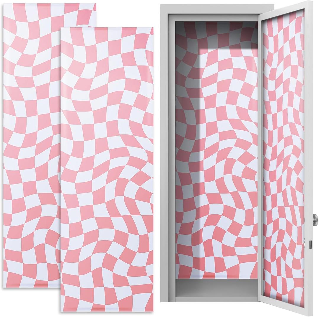 Konohan 2 Pcs Magnetic Wallpaper for Lockers 12" x 36" Removable Magnetic Wallpaper Decorative Locker Accessories for University(Plaid)