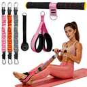 2026 Upgraded Pedal Resistance Band with Handles, 20/30/40LBS Adjustable Latex Bands, Non-Slip Comfort Pedals, Safety Sleeve, Compact Full-Body Workout Kit for Women, Sit Up Exercise Equipment