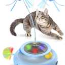 Automatic Interactive Cat Toys for Indoor Cats & Bored Adults - Kitten Toys with Fluttering Butterfly, Ambush Feather & Track Balls - Exercise & Stimulation for Playful Cats (Sky Blue)