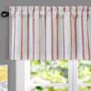 DriftAway Farmhouse Linen Lined Valance Double Layer Thermal Insulated Room Darkening Blackout Window Valances 3 Inch Rod Pocket Vertical Striped Kitchen Valance for Bathroom Single 52 x 18 Inch Red