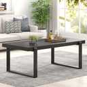 FOLUBAN Black Coffee Table, Modern Industrial Wood and Metal Center Table, Rectangle Cocktail Tea Table for Living Room, 47 Inch