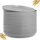 LIYH 20 PCS Wheat Straw Plates - 9 Inch Unbreakable Dinner Plates - Plastic Plates Reusable - Dishwasher & Microwave Safe, Camping Plates Outdoor (Grey) (Duck Grey)