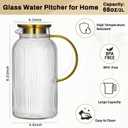 Glass Pitcher with Lid, 68 oz/ 2 Liter Classic Vertical Stripes Water Pitcher with Handle,Glass Water Carafe for Cold Brew, Coffee, Lemonade, Iced Sun Tea,Beverage,Heat Resistant