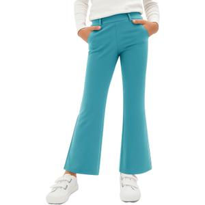 CharmWM Girls School Uniform Pants Elastic High Waisted Flare Dress Pants Bell Bottoms 11-12 years