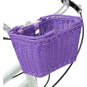 Little World Bike Basket Front Bicycle Bike Baskets for Kids - Handwoven, Detachable Front Handlebar Basket, Ideal for Shopping, Commuting, and Pet Carriers 1 Pack (Purple)
