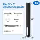 5x5 Vinyl Fence Post Concrete Mount 2 Pack Black Surface Mount Base for Acrylic Fence Posts, Heavy Duty Steel, Fits 48 Inch Posts