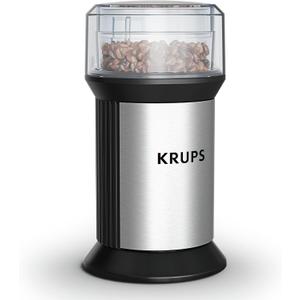 KRUPS Electric Blade Coffee Grinder 1.6 Oz, Adjustable Coarse to Fine for the Perfect Espresso, Grind Coffee Beans, Spices & Herbs, Removable Dishwasher Safe Bowl, Stainless Steel
