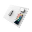 POUT - H3 PRO Dual Qi Wireless Charging Mouse Pad Mat - Dual Fast Wireless Chargers - for MacBook, Laptop & Desk - Charges iPhone, Airpods, Samsung Galaxy & More (Polar White)
