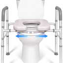 Raised Toilet Seat with Handles, Width and Height Adjustable Commode Chair for Toilet with Arms and Widen Seat, Up to 400lbs, Raised Toilet Seat for Seniors, Handicap, Pregnant, Fits Any Toilet