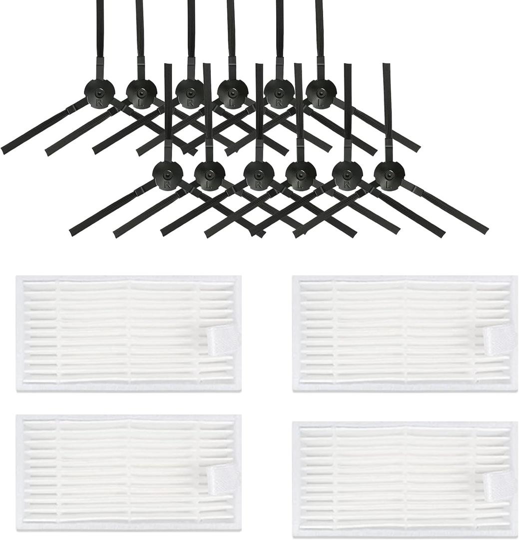 Replacement Parts for ILIFE V3 V3s V5 V5s Pro V50 V55 Robotic Vacuum Cleaner Accessories Kit, 6Pairs Side Brushes & 4 Filters