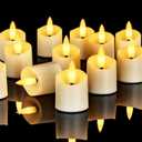 Homemory 12Pack Timer Flameless LED Votive Candles, Realistic 3D Flickering Flameless Candles, Long Lasting Battery Operated Tealight, for Thanksgiving Day, Christmas, Wedding Decor- Ivory Base (Ivory Base (Soft White Light))