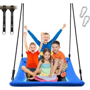 Trekassy 700lb Giant 60" Skycurve Platform Tree Swing for Kids and Adults with 2 Hanging Straps-Blue (Patented)