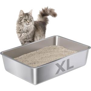 Stainless Steel Cat Litter Box-6" High Side Metal Litter Box,XLarge Stainless Steel LitterBox,Cat LitterBox for Big Cats or RabbitPuppyNon Stick, No Smell, Easy to Clean