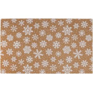 duduta White Snowflakes Christmas Door Mat 16.5"x28", Coco Coir Welcome Doormat Floor Entrance Mat Non Slip