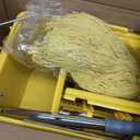 Mop Bucket with Wringer, 22 Qt (5.5 Gallon), Floor Cleaning, Handle, Wheels, 16.5" L x 10.6" W x 26.4" H, Yellow,Plus One Cotton Mop