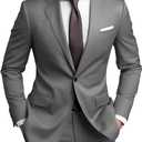 SHUZHXLZANGY Mens Suits Regular Fit 2 Piece Suit for Men Wedding Prom Business Formal Suit (Large, Grey)