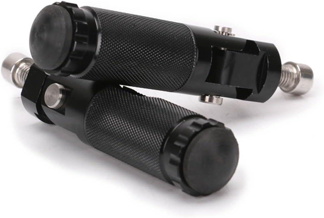 PACEWALKER CNC Motorcycle Foot Peg Universal Aluminum Pedals for Motorcycle Electric Car 8MM 90 Degree Folding Support Rod 2Pcs (Black)