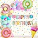 Donut Sweet Balloon Garland Arch Kit, Donut Party Supplies Sets Multi Color Donut Shaped Balloons for Wedding Donut Themed Birthday Party Photo Props