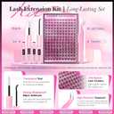 DIY Lash Extension Kit Natural Look Wispy Lash Clusters D 154 pcs Lashes Clusters 8-16 mm Eyelash Extension Kit Lash Bond and Seal Lash Tweezers Individual Lashes Lash Cluster Kit For Beginners