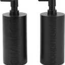 2-Pack Matte Black Resin Refillable Shampoo & Conditioner Bottles Modern Bathroom Pump Dispenser Set, Durable Resin Shower Containers with Embossed Labels, Reusable Pump Bottle