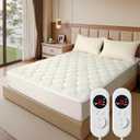 Heated Mattress Pad Queen Size - Electric Mattress Pad with Dual Control, Soft Blanket, Bed Warmer Heater Sheets, 8 Heating Settings,1/2/10 Hours Auto Shut Off, 60" x 80" Ellipse White