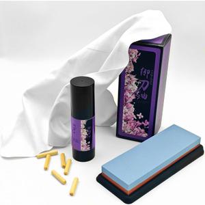 Katana Cleaning Kit-4 Piece Set,Choji Oil Sharpening Stone Chammy and Bamboo Peg,Good Anti-Rust and Cleaning Effect,Applicable to All Kinds of katanas Swords or Knive