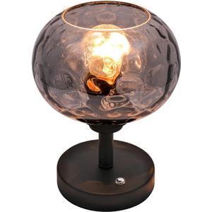 Touch Control Hammered Glass Table Lamp Matte Black Portable Dimmable Brightness Small Nightstand Light 3-Way Stepless Dimming Bedside Bedroom Living Room