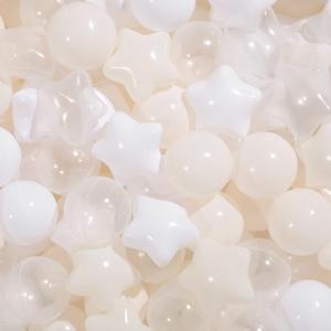 TRENDPLAY Star Ball Pit Balls for Toddlers -50 Count Star Balls Different Shapes, Non-Toxic Plastic Balls for Safe Play, Boys Girls Festival Party Decoration (Beige)