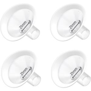 4pc 21mm Oval Flanges Shields Built-in Soft Edges Compatible with Medela/Lansionh Pumps, Replacement Parts for Pump in Style, Symphony, Swing Maxi, Harmony and Personalfit Flex Connector