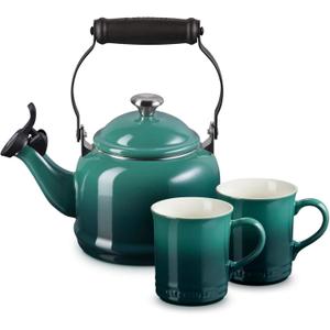 Le Creuset Demi Kettle (1.25 qt.) and 2 Mugs (14 oz. each), Artichaut
