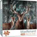 MaxRenard Game 1000 Pieces Jigsaw Puzzle for Adult Animal Toy Noble Deer Family