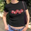 Graphic Baby Tees for Women Y2k 8-Ball Shirt Cute Crop Tops for Teen Girls Aesthetic Emo Clothes 2000s Grunge Shirts (Black, M)