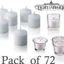 Light In The Dark White Votive Candles - Box of 72 Unscented Candles - 10 Hour Burn Time - Bulk Candles for Weddings, Parties, Spas and Decorations