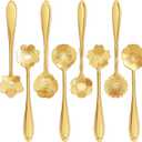 Maitys 16 Pieces Stainless Steel Flower Coffee Spoon Dessert Sugar Ice Cream Stirring Tea Spoon Set for Tableware Kitchen, Cafe or Bar(Gold)