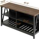 ChooChoo Farmhouse TV Stand for TVs up to 55 Inch, Modern Entertainment Center with 4 Open Shelves & Built-in Cable Holes, Media TV Console for Living Room, Bedroom, Black, 47.2 in
