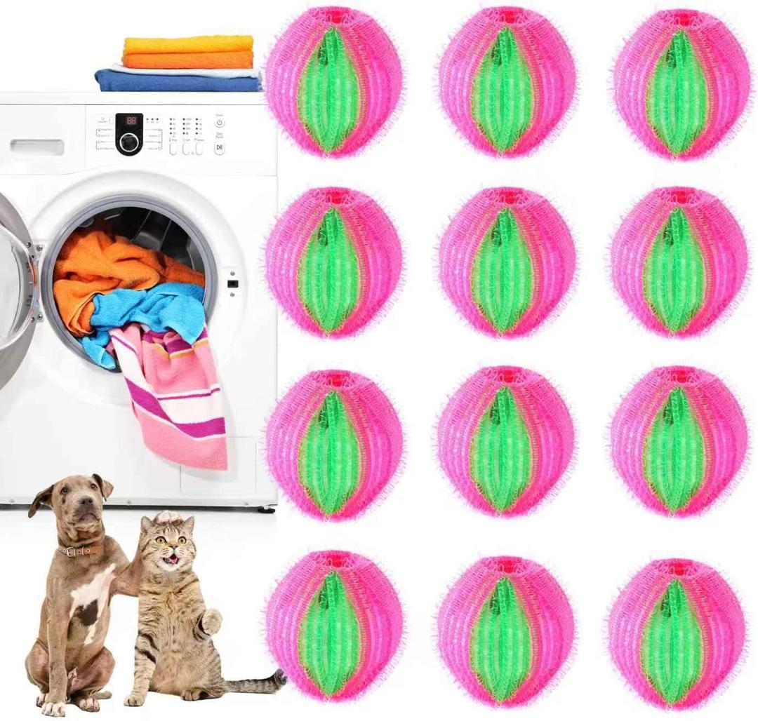 12 PCS Pet Hair Remover for Laundry, Reusable Pet Hair Trap for Dog and Cat Hair, Effectively Removes Pet Hair, Lint and Dander from Bedding and Clothing, Suitable for Washing Machines, Dryers