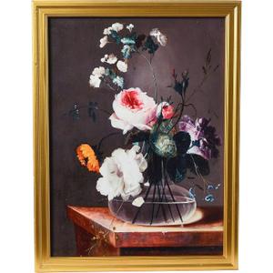 Creative Co-Op Vintage Reproduction Floral Still Life Print with Solid Wood Frame