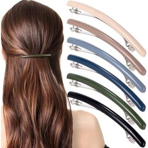 Mxxipp 6pcs French Hair Barrettes for Women, Non-Slip Spring Flat Clips Pins, Elegant Styling Accessories for Short Long Thin Thick Fine Hair - 5 Colors