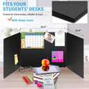 24 Pack Black Desk Dividers for Students, Privacy Shields Folder for Students, Durable & Waterproof Plastic Study Board, Classroom Teacher Supplies Test Divider, Includes 40pcs Extra Labels