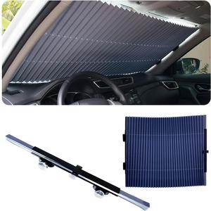 Retractable Windshield Sun Shade for Car, 27 Inch Sunshade Protector Blocks 99% UV Rays to Keep Your Car Cool, Car Accessories for Window Sun Protection with Suction Cups