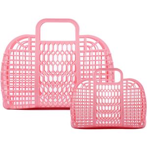BABANA Jelly Bags - (Set) Small and Large Mother Daughter Jelly Totes | Reusable Gift Basket, Beach Bags - (Small, Large) - Pale Pink