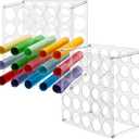 2-Pack 25 Holes Rack Vinyl Holder Acrylic Vinyl Roll Storage for Craft Room, Vinyl Organizer for up to 50 Vinyl Rolls