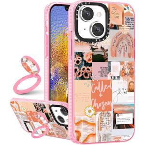 (2in1 for iPhone 14 Plus Case Collage for Women Girls Aesthetic Trendy Cute Quotes Phone Cases Graphic Good Vibes Art Design Soft TPU Bumper Cover+Ring Holder for iPhone 14Plus 6.7"