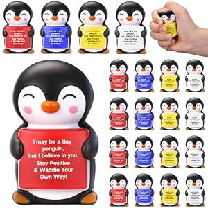 JolliLudo 16 Pack Penguin Stress Balls for Coworkers Adults – Mini Foam Squeeze Fidget Toys for Anxiety & Stress Relief, Cute Motivational Penguin Desk Gifts, Office Bulk Party Favors