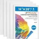 GOTIDEAL Canvases for Painting, 16x20 inch of 5 Pack, Professional Primed White Blank Flat Canvas Panels- 100% Cotton Artist Canvas Boards for Acrylics Painting, Oil Watercolor Tempera