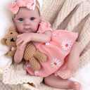 Aori Lifelike Reborn Baby Dolls Girl 20 inches - Realistic Newborn Doll with Soft Cloth Body and Feeding Toy Set, Gift for Seniors, Collectors and Kids 3+ (Pink Sunflower)