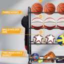EXTCCT Basketball Rack with Wheels, 4 Tier Garage Ball Storage Organizer