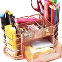 Desk Organizer, Pen Holder for Desk, Metal Pencil Caddy Storage for Desktop Office Supplies (Rose Gold)