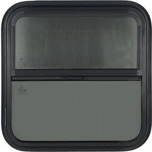 Vertical RV Window, Tinted Sliding with Net Screen and Trim Ring, Size: 18x18in