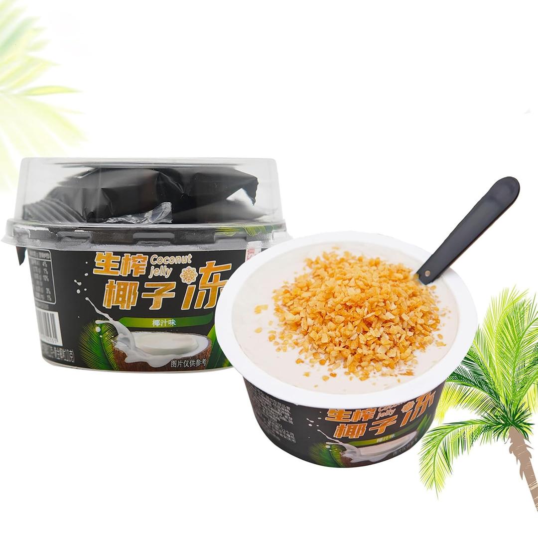 Coconut Grain Coconut Jelly, Coconuts Gel in Syrup, Coconuts Pudding, Leisure Snack, Individually Wrapped, Freshly Squeezed, No Cane Sugar and No Preservatives(220 g/7.76 oz) BB: April 10, 2026